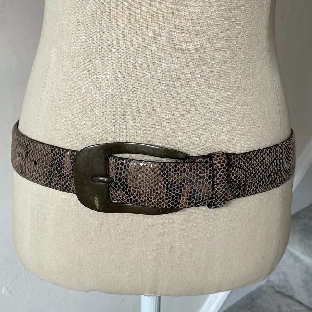 Sandy Duftler Designs Womens Brown Leather Snake Skin Belt Size Small